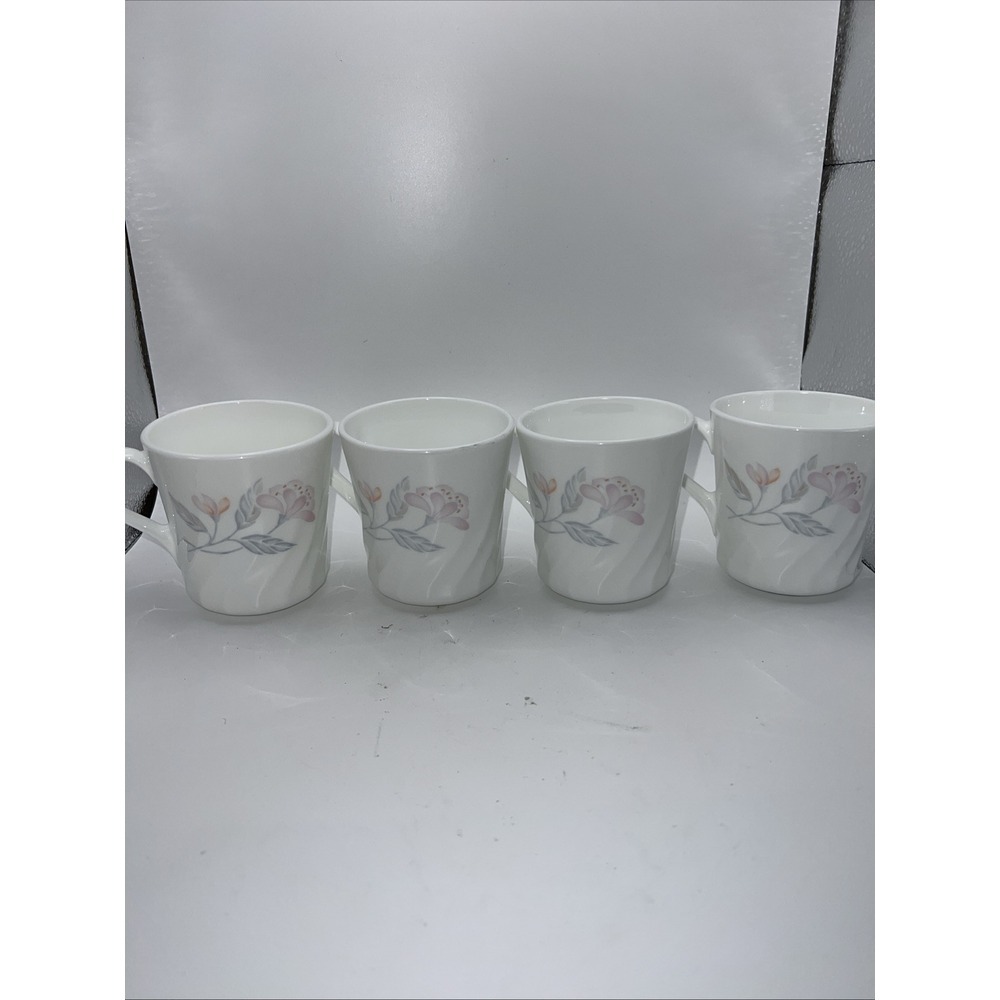 Set of 4  Corningware  Corelle Swirled Pink Trio‎ Cups / Mugs USA